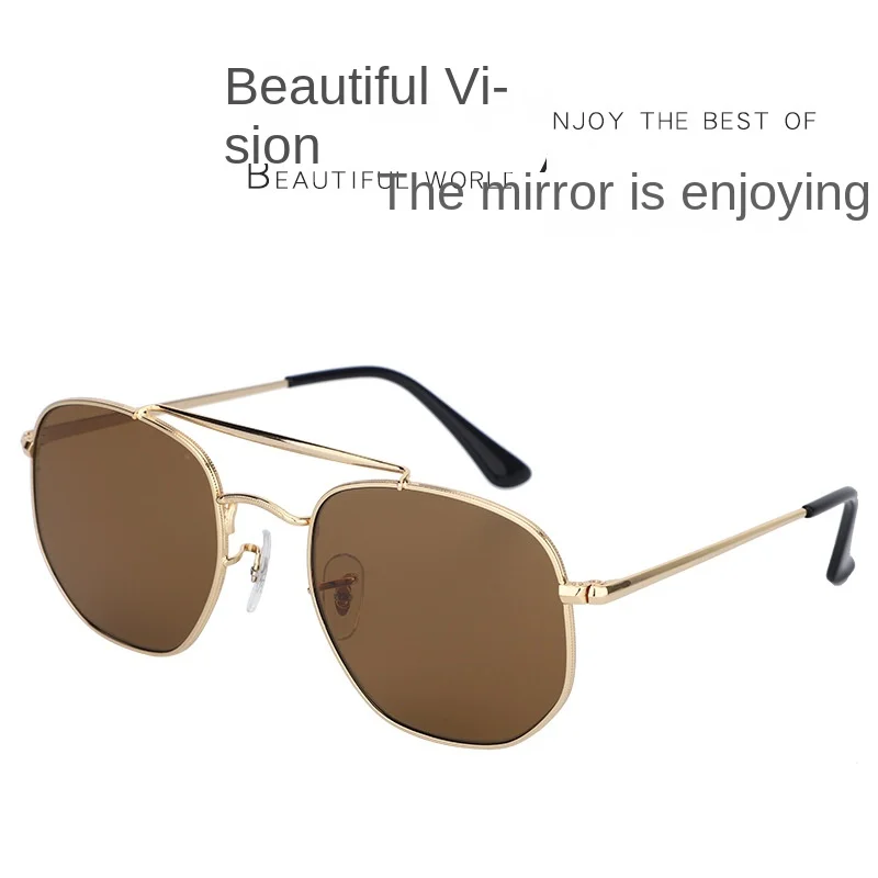 3648 High-end Quality Glass Tik Tok Cross-border Classic Best-selling Sunglasses Men and Women Multilateral Retro UV Protection