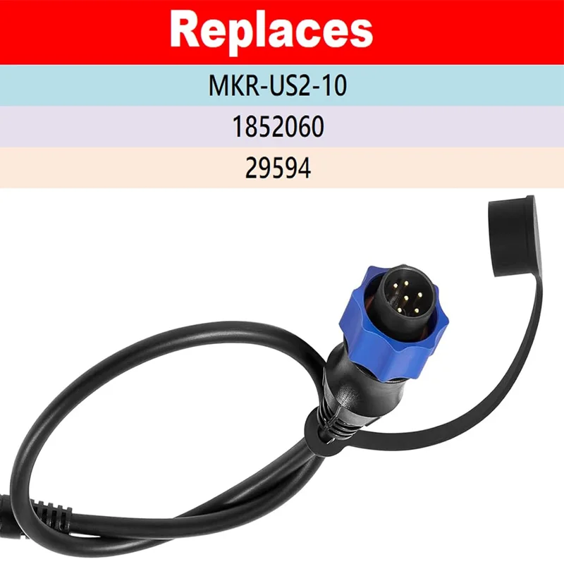1852060, 29594, MKR-US2-10 Sonar 2 Adaptor Cable fits for Lowrance Fish Finder US2 Sonar Transducer for Minn Kota Trolling Motor