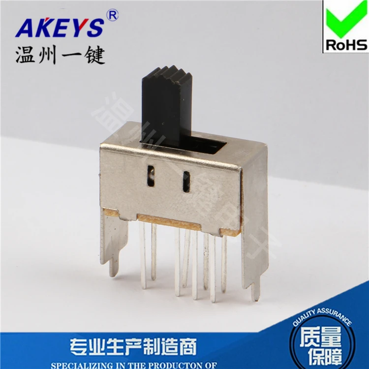 10Pcs SS-23E03 2P3T Toggle Switch 3-Gear Handle Height 9mm 8Pin Vertical Sliding Switch With 2 Fixed Pin