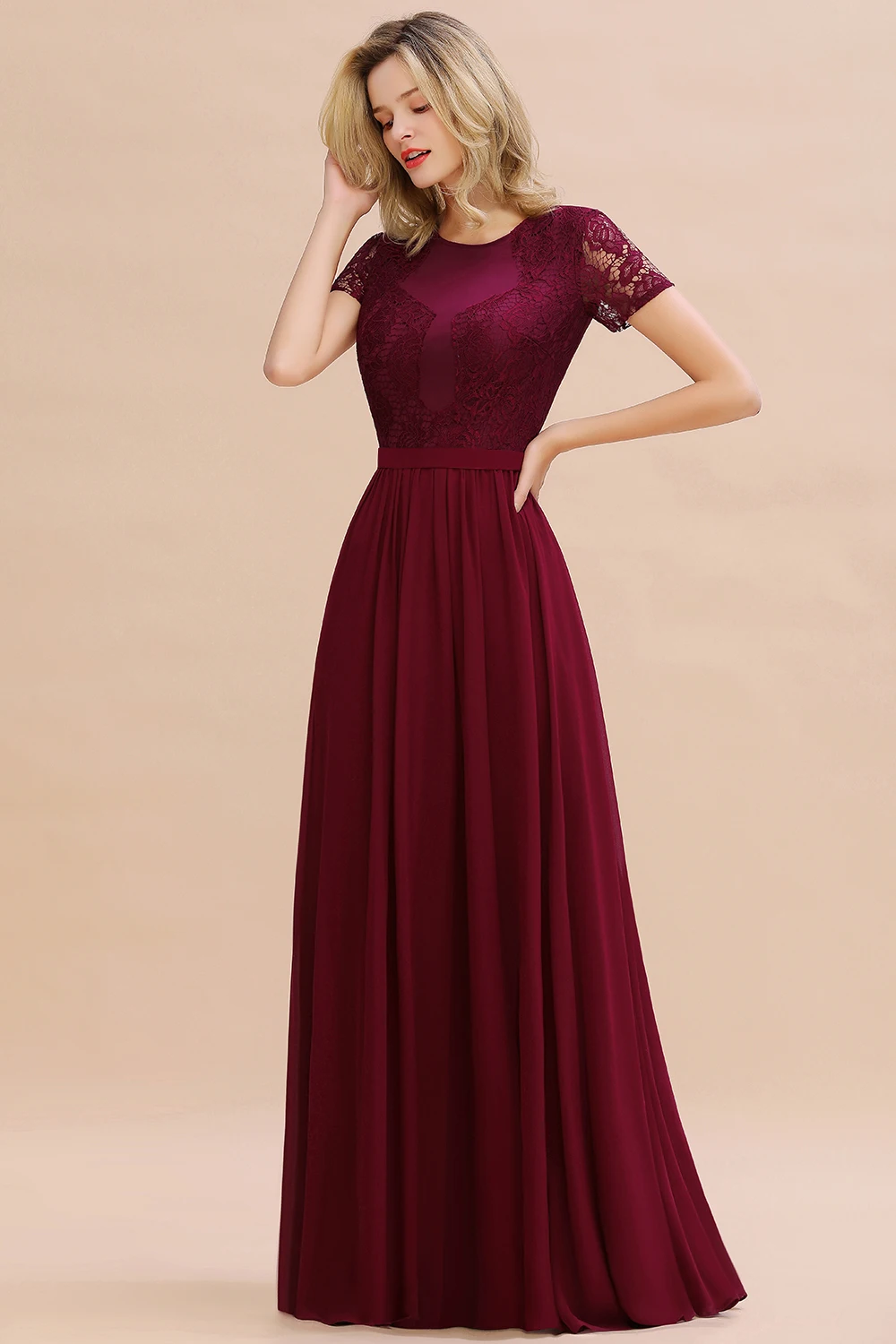 STEPHANIE 2024 Elegant Bridesmaid Dresses With Soft Lace Top A-Line Chiffon Maxi Floor-length Gowns Wedding Party Prom Evening