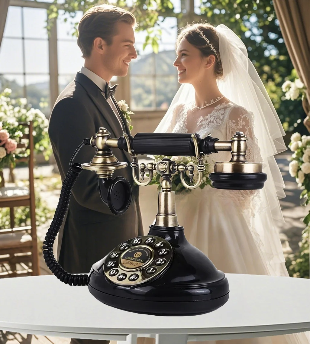 Audio-Nachrichtenbuch-Telefon, Antikes Vintage-Telefon, Zeremonie-Willkommens-Audioaufnahme-Gästebuch für Hochzeit, Party, Geburtstag, Bestpreis – Detail 2