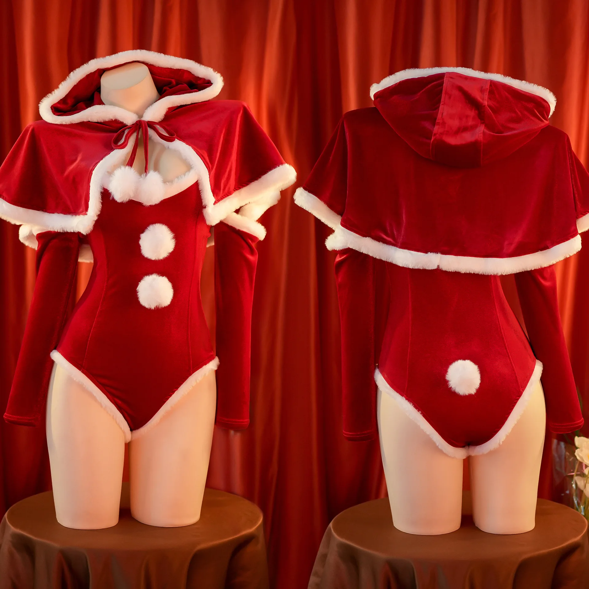 Hot anime Christmas uniform jumpsuit red stockings set role-playing costume Happy New Year plush pajamas lingerie set new