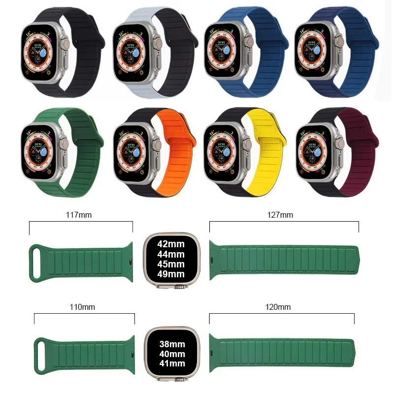 Silicone Loop Magnetic Strap For Apple Watch Band Ultra 49mm 45mm 44mm 40mm 41mm Bracelet for iWatch series Ultra 8 7 6 SE 5 4 3