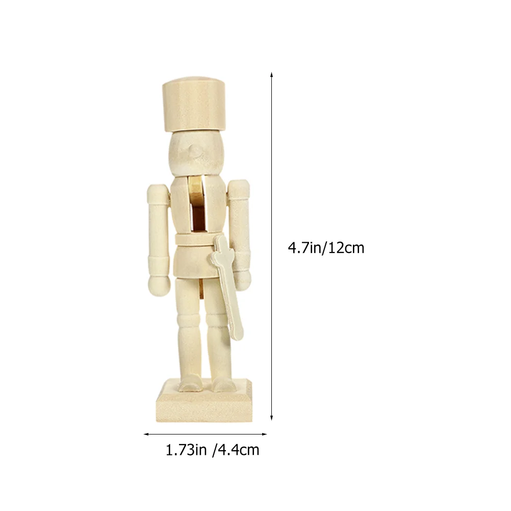 12 Pcs Christmas Puppet Nutcracker Blank Unpainted Unfinished Decorations Desktop Wooden Household