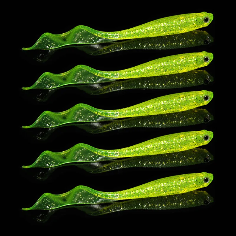 Fishing Soft Lure Bait Wave Tail Worm 12cm 6.5g Grub Artificial Lure Lot 5 Pieces SALE