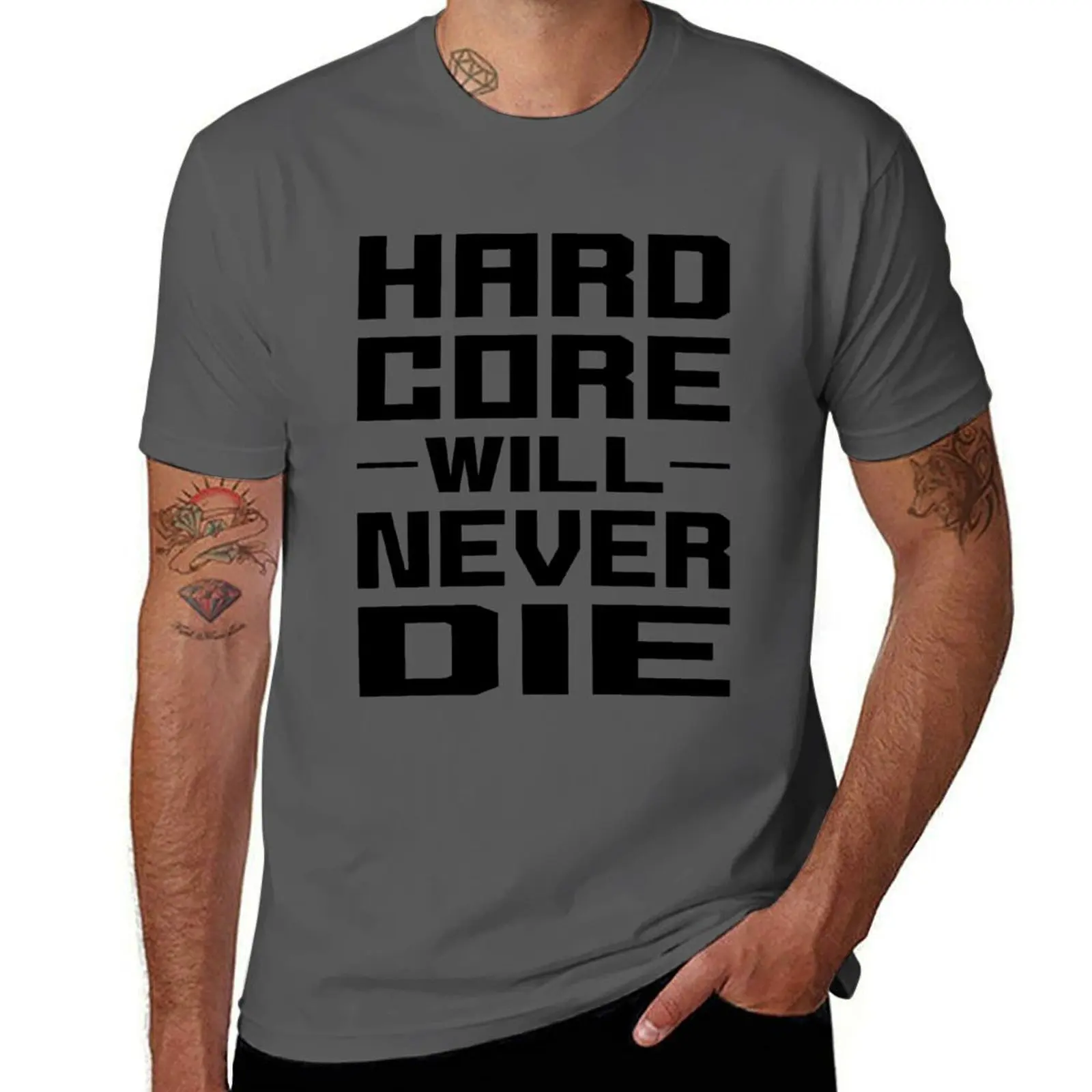 

HARDCORE WILL NEVER DIE (Black) T-Shirt man t shirts graphic t shirts for man pack cotton man graphic t shirt T-Shirt