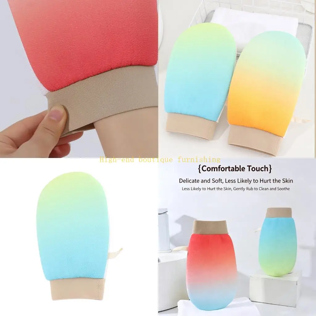 L9NB Light Texture Bath Mitt for Daily Cleansing, Exfoliating Shower Glove with Color Fade Look, Hanging Loop and Bath Care