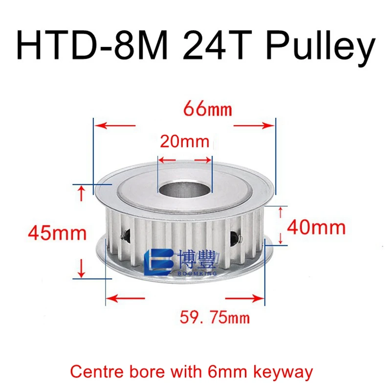 1 piece 40 HTD-8M Timing belt Total length 10800mm PU closed belt with steel core , 2 PCS Pulley 8M-24T Width 40mm,Hole 20mm