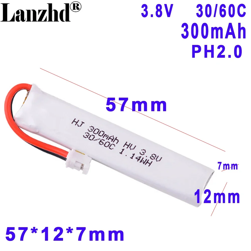 3.8V 300mah 30C 60C model airplane battery For RC Mobula6 7HD Mini FPV Racing Drone brushless Traverser With PH2.0 Connector