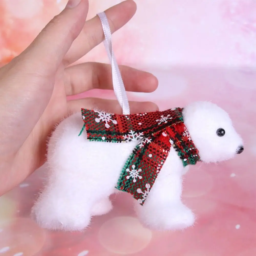 2Pcs Easy to Carry Animal Christmas Bear Pendant Cute 3D White Bear Ornaments Cartoon Simulated Polar Bear Home