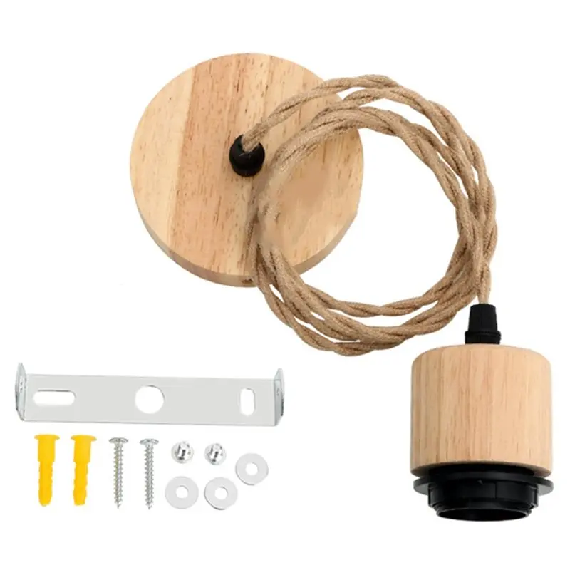 

Держатель для лампы ABBP-E27 для винтажных лампочек с основанием из массива дерева и регулируемым проводным креплением.