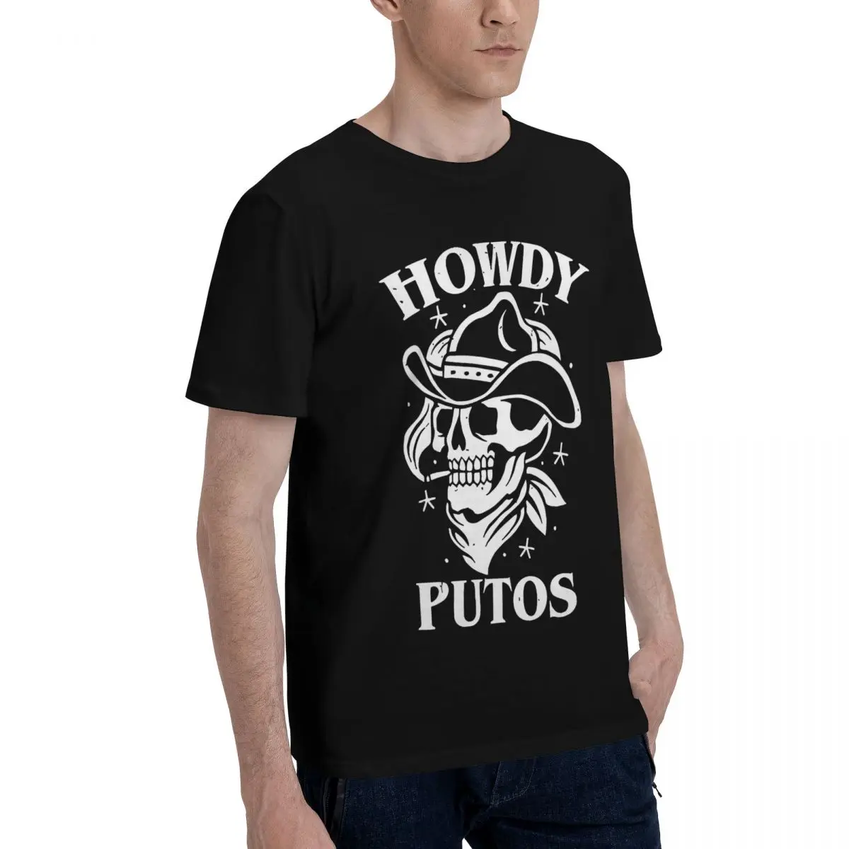 Cowboy Skull Greeting Design Movement Top tee Leisure Kemp Vintage High quality Eur Size