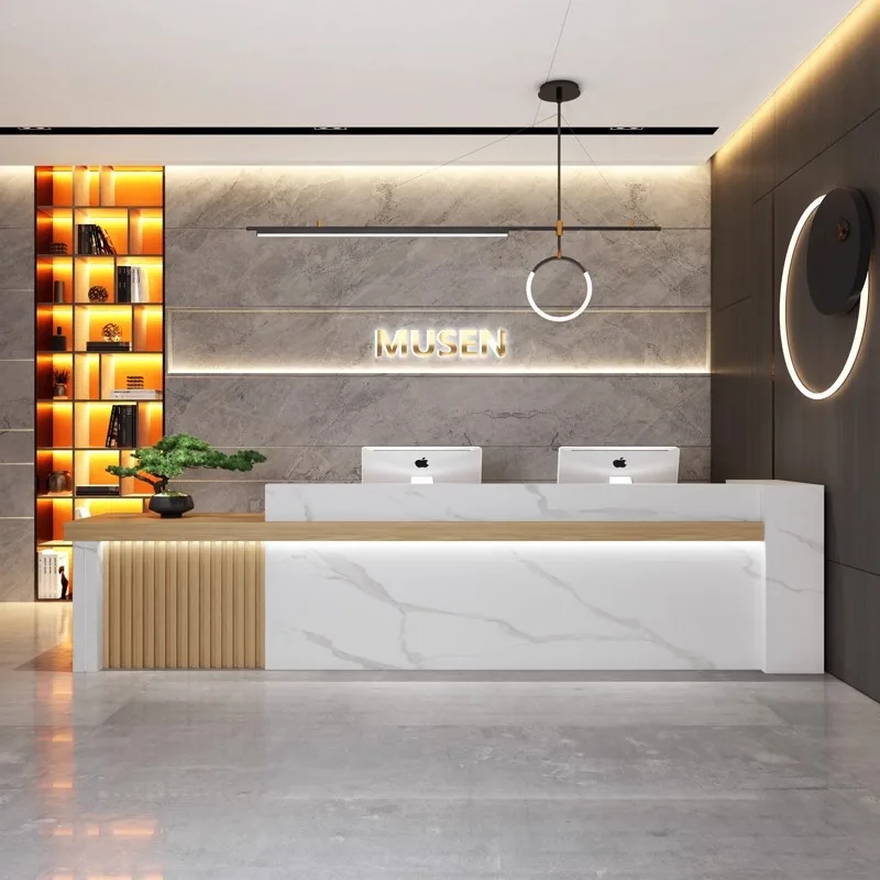 

Компания Лобби отеля Стойка регистрации Учебное заведение Салон красоты Бар касса Простая и современная