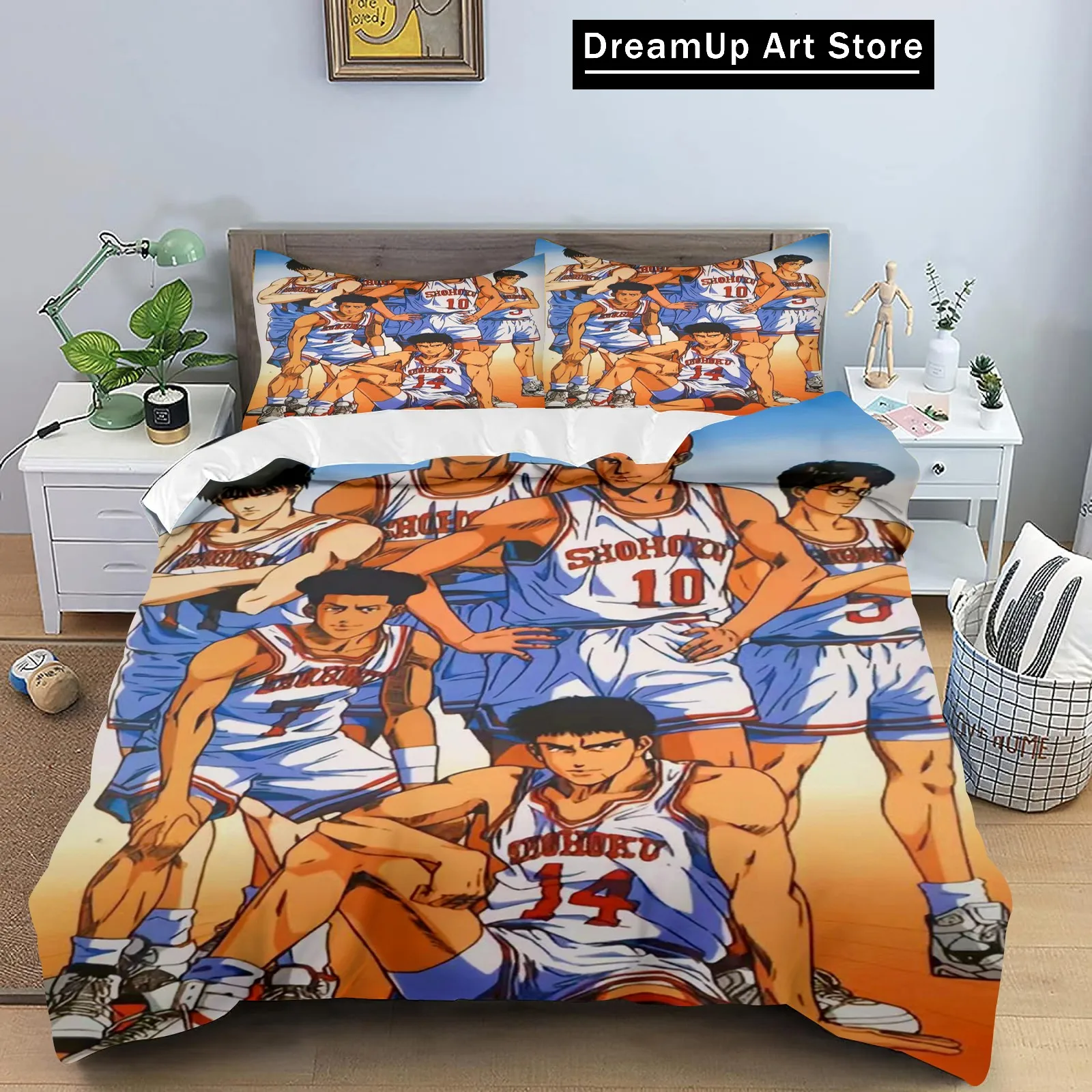 3D Print Anime Slam Dunk Basketball Bedding Set Boys Girls Twin Queen King Size Duvet Cover Pillowcase Bed boys Adult Bedroom