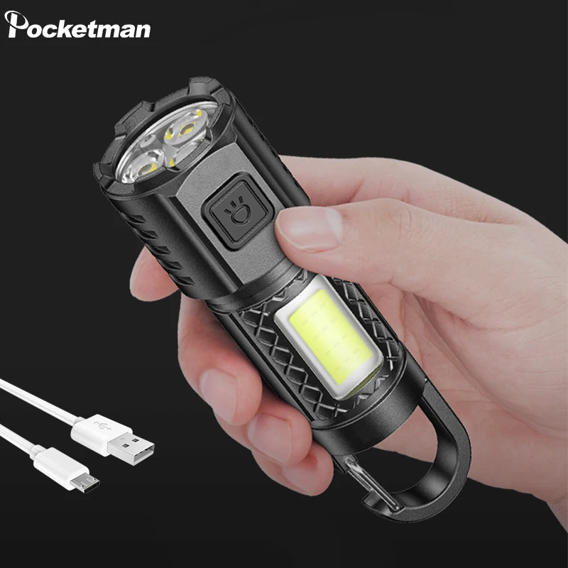 

Super Bright 3*LED Flashlight 3 Lighting Modes USB Rechargeable Flashlights Portable Emergency Torch for Camping Hiking Fishing