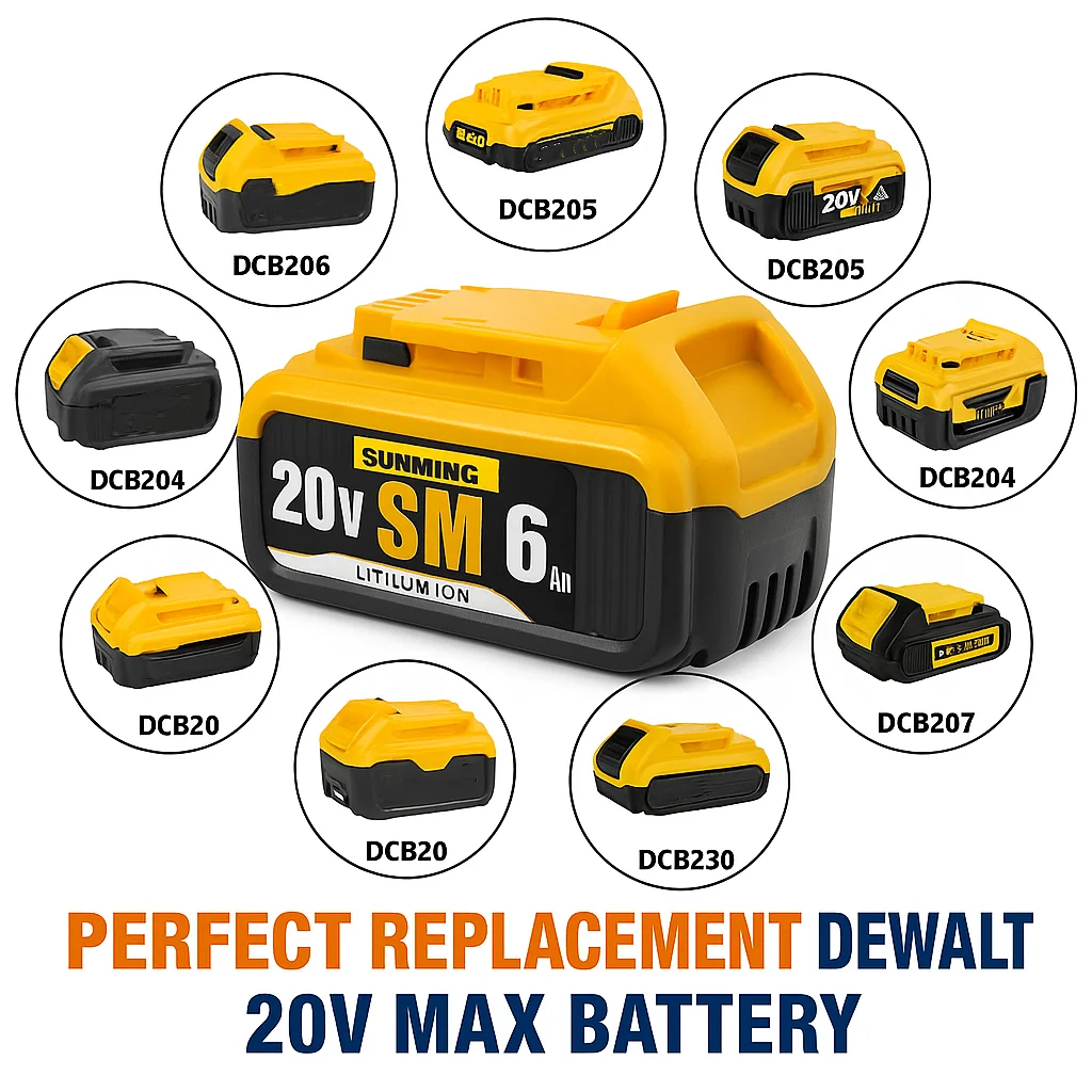 

For Dewalt 18V 20V 6.0Ah Battery DCB182 DCB184 DCB200 DCB202 DCB206 Cordless Drill Driver Tools, Some Models in Local Inventory