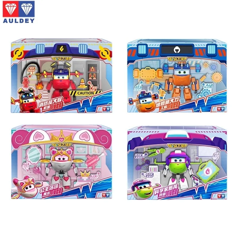 Auldey Double Diamond Super Wings Marty Kori Donnie Princess Sassa Transform Robot Carrièrepak Set Kinderen Speelgoed Cadeau