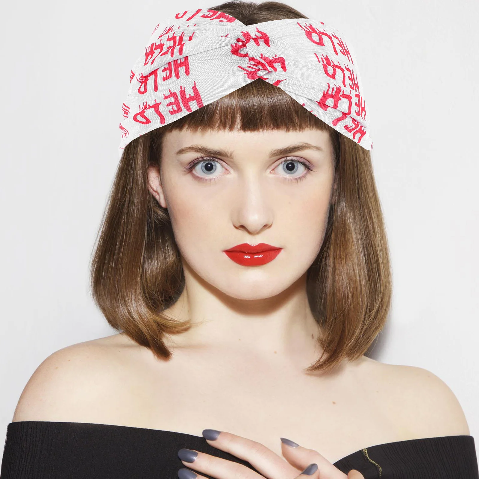 عصابة رأس مرنة مطبوعة مخيفة للهالوين، أربطة شعر واسعة غير قابلة للانزلاق للحفلات التنكرية، عصابة رأس للهالوين #4