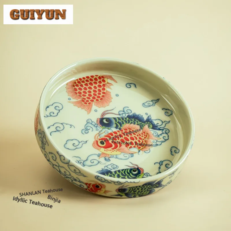 ceramic-hand-painted-arowana-pot-bearing-holder-teaware-support-dry-brew-table-tea-tray-coasters-kung-fu-tea-tea-items-gift