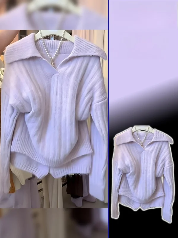 

Ladies' Knitted Sweater And ort Pants Two-Piece Set Korean Sle Lazy Faion plus Size Warmth Casual Wear for Women