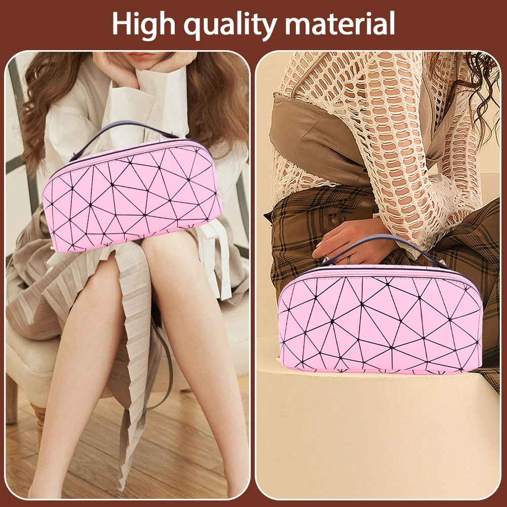 

PU Cosmetic Bag Multifunctional Rhombic Lattice Large Capacity for Female Travel
