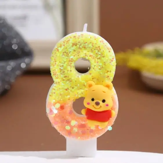 Anime 0-9 Zahl Kerze Nette Winnie the Pooh Kerze Cartoon Charakter Kinder Party Kuchen Plug-in Geburtstag Kuchen Dekoration geschenke – Detail 11
