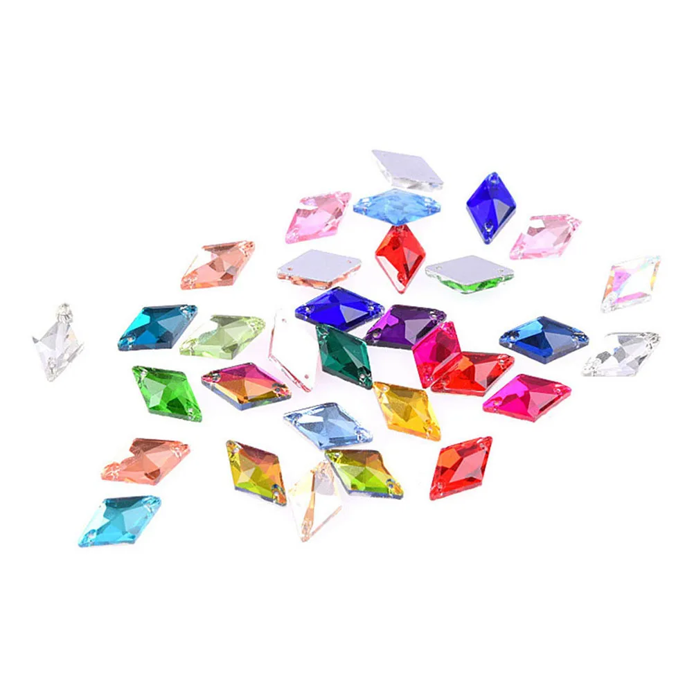 28 peças contas de vidro de cristal de losango costuradas suprimentos artesanais para acessórios de joias diy colar pulseira pingente joias faça você mesmo