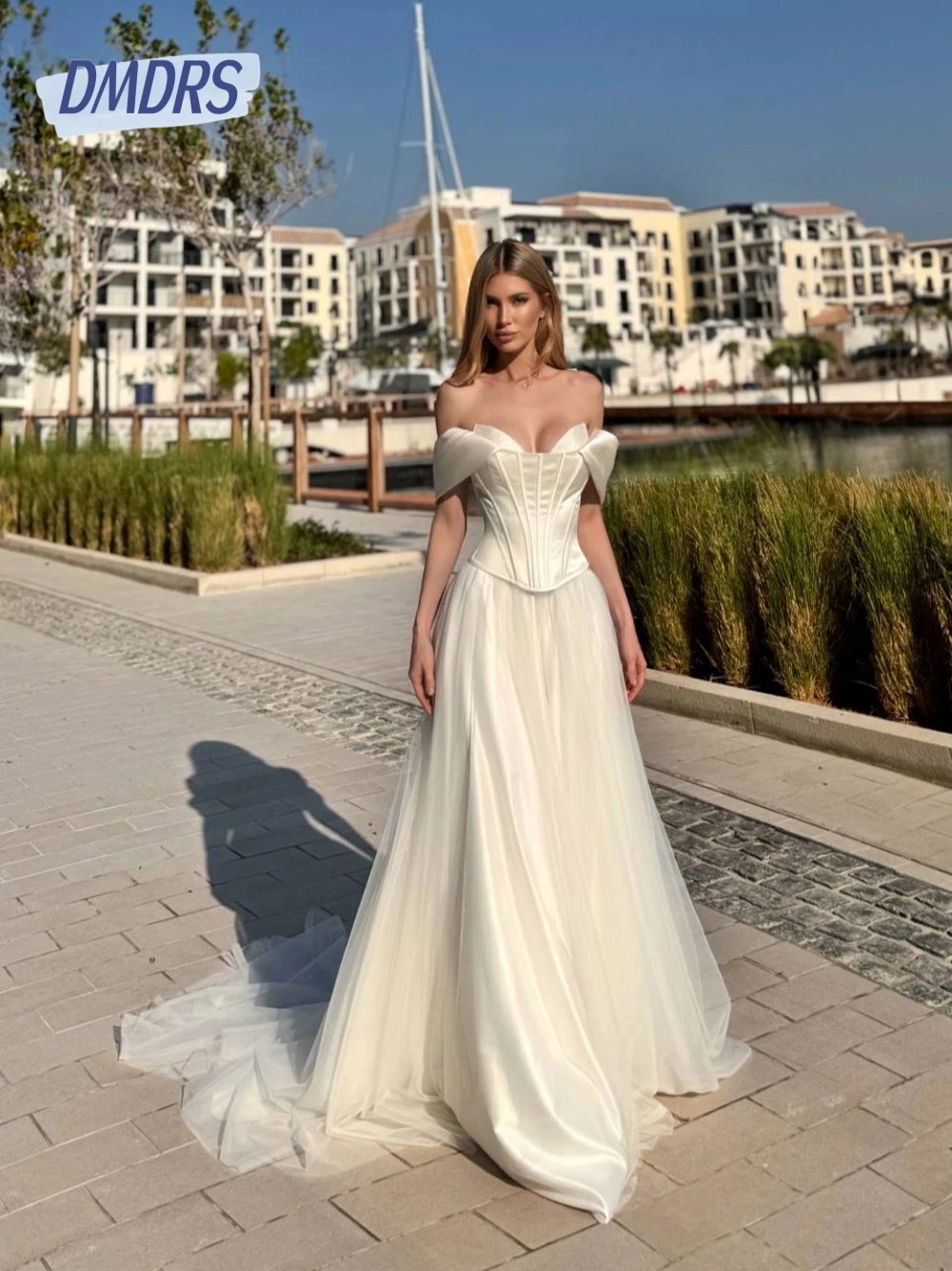 

Vintage Sweetheart Neck Corset Wedding Dress Modern Simple A Line Customized Long Bridal Gown Elegant Off the Shoulder Bride