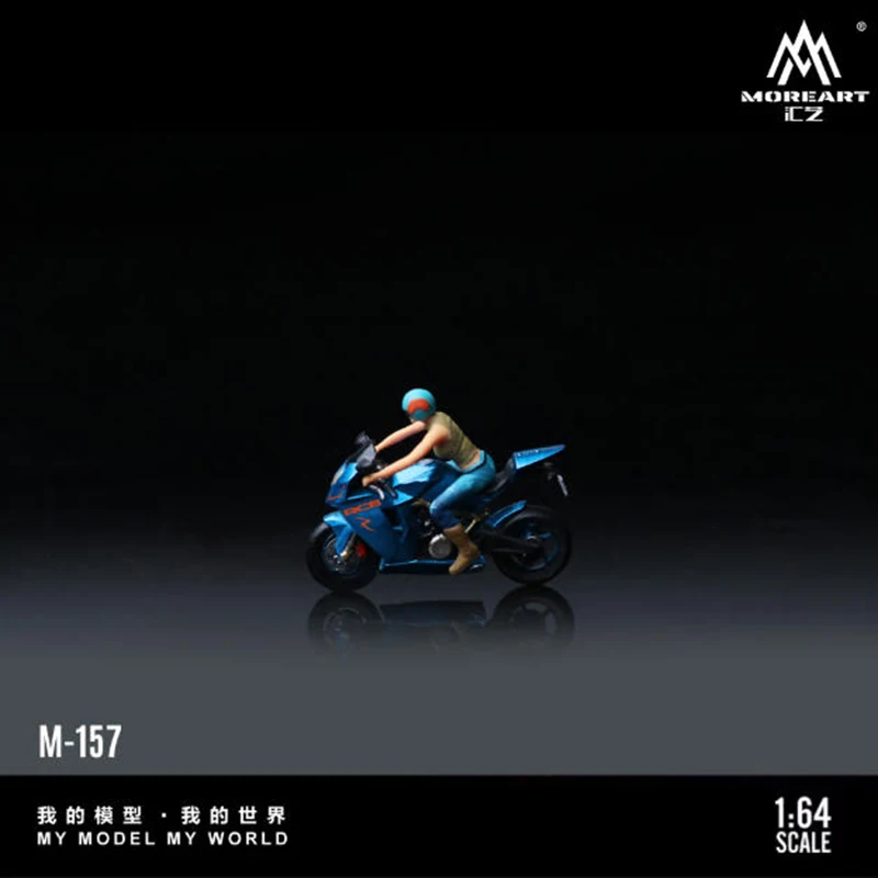 MoreArt 1:64 KTM1190 Blau Motorrad Mädchen Figur Set Legierung & Kunststoff Simulation Auto Modell Sammlung Display Ornament Spielzeug Geschenk