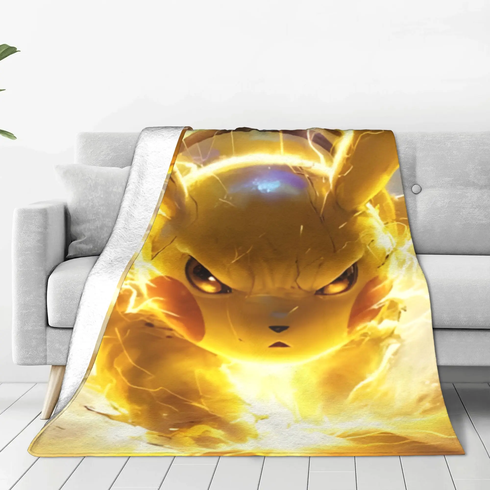 1PC Home Pikachu4 Blanket Throw Blanket  Novelty Warm Blanket All Season Gift