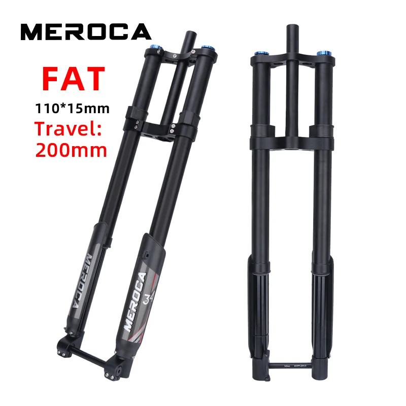 MEROCA Double Shoulder Fat Bike Fork Rebound Damping Adjustment Disc Brake BOOST 110*15mm Aluminum Alloy DH Downhill MTB Fork