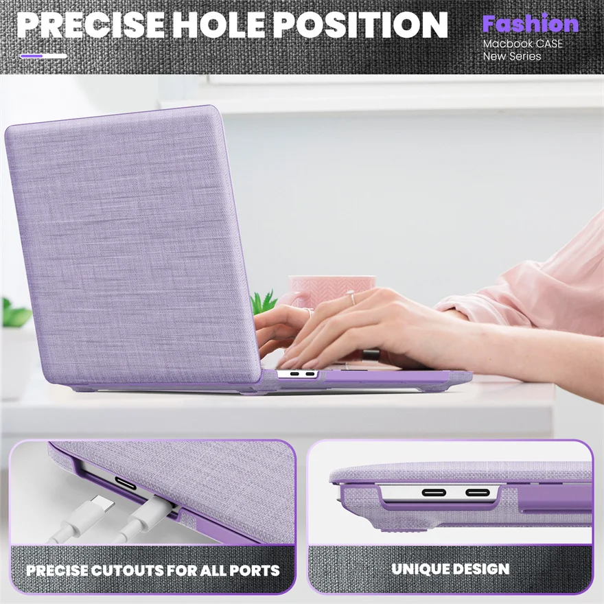 For MacBook Pro 13 Case for A2338 A2289 A2251 A2159 A1989 A1706 A1708 Models Macbook Pro 13 Stand Cover PC+Fabric Laptop Case