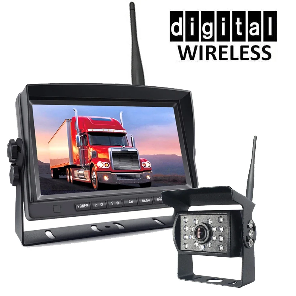 

Digital Wireless 7" DVR Monitor Backup camera 1xReversing Camera Rear View System 12/24V For Truck Bus Van Trailer Caravan