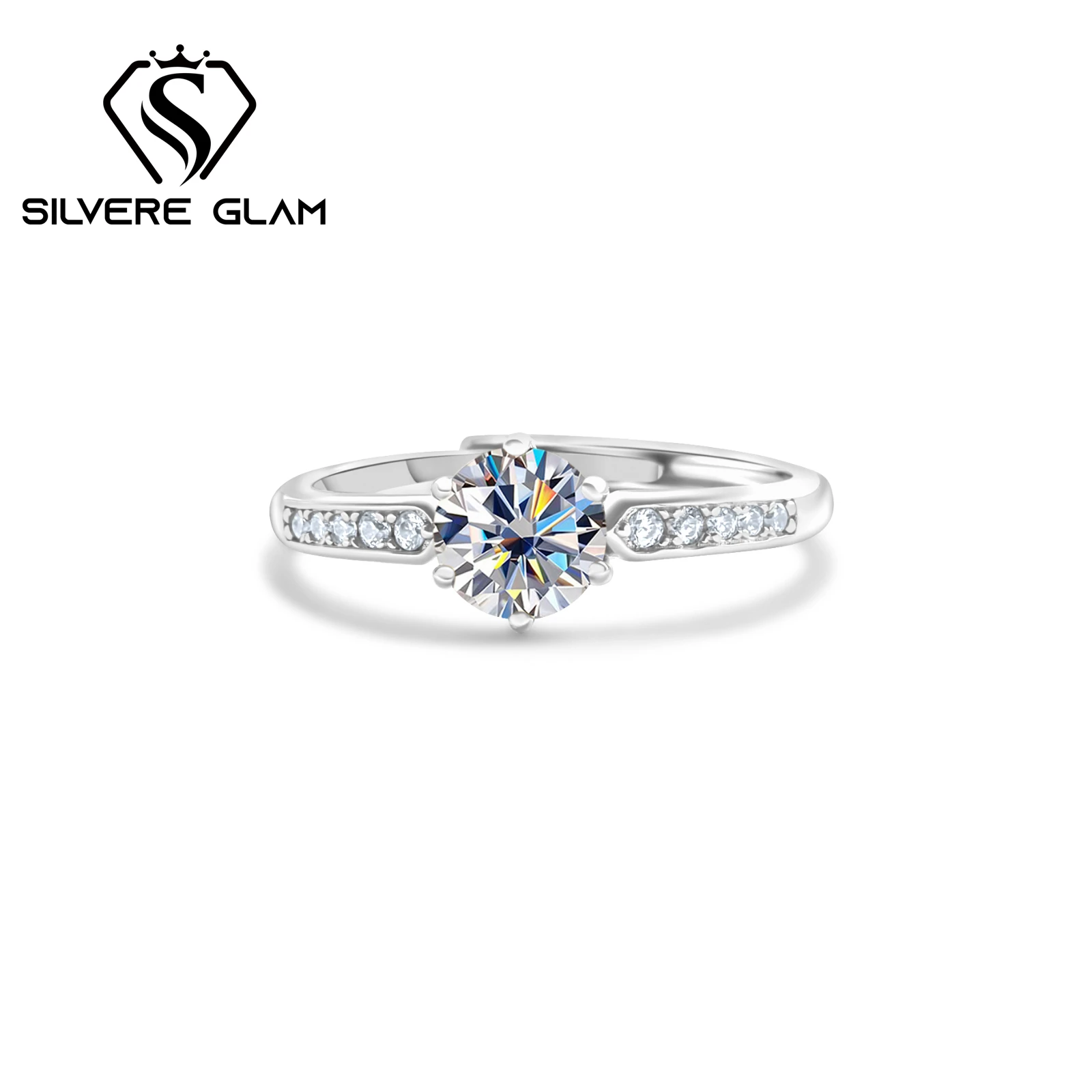 

1CT D Color Moissanite Adjustable Fairy Ring 925 Sterling Silver Classic Simple Women's Ring Fine Jewelry With Certificate Party