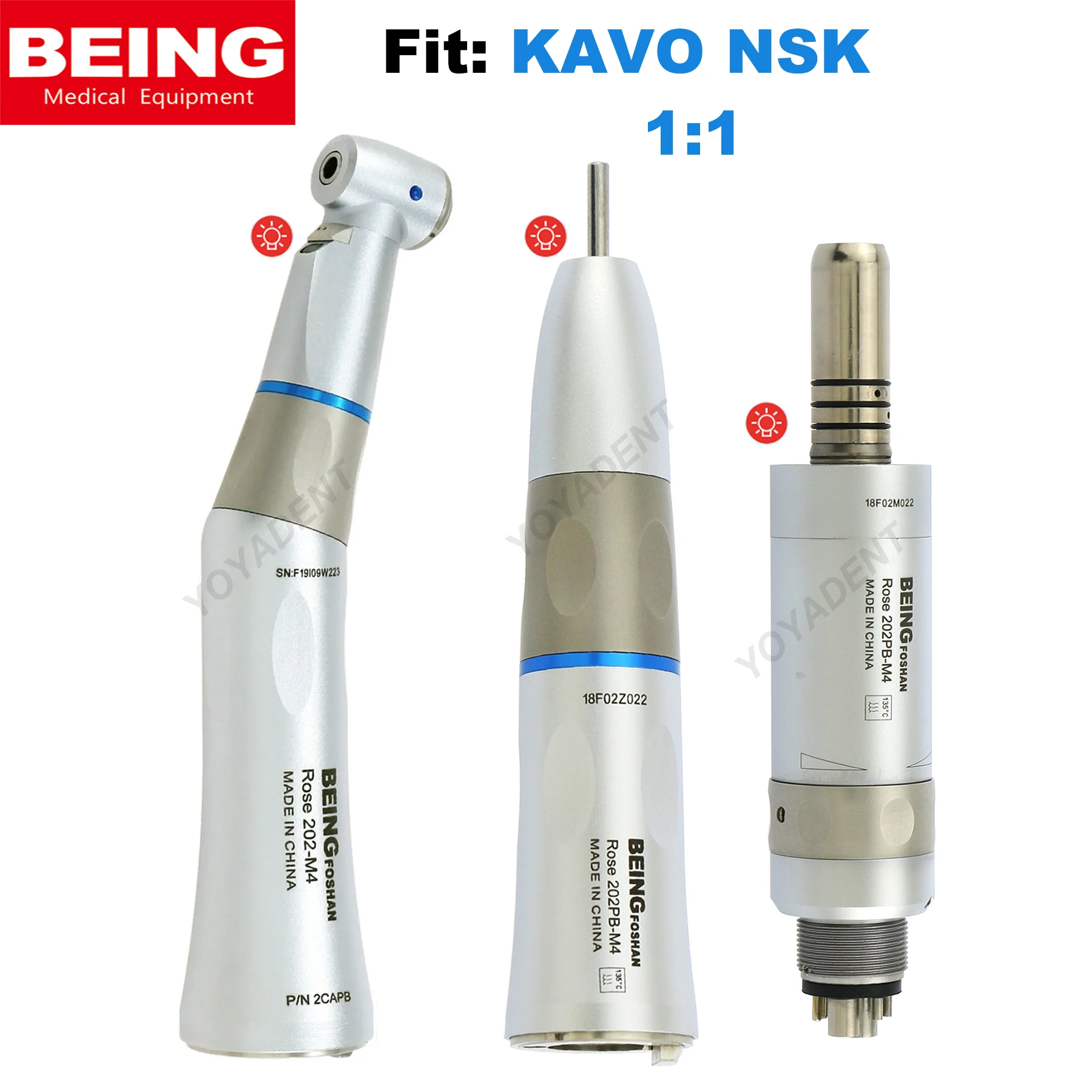 

BEING Dental Fiber Optic Low Speed Handpiece Contra Angle/Straight Handpiece E Type Inner Channel Air Motor 6 Pin Fit NSK KAVO