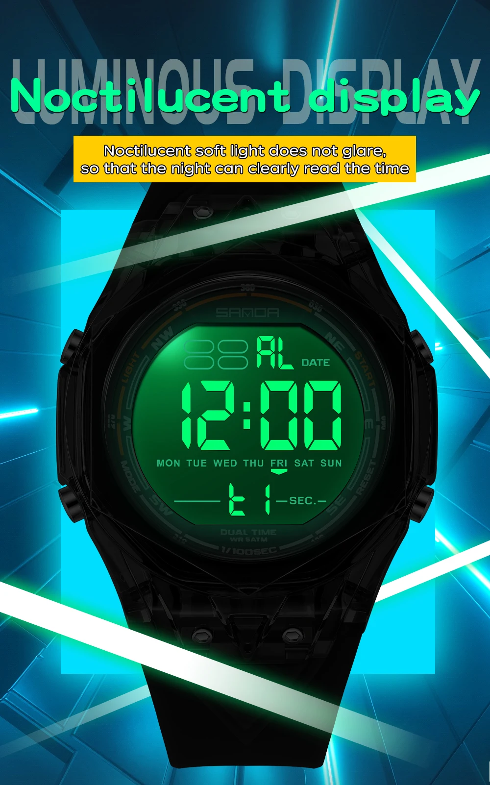Moda SANDA última novedad 6289 pantalla electrónica para estudiantes Esfera Grande impermeable LED reloj electrónico para estudiantes despertador 2025