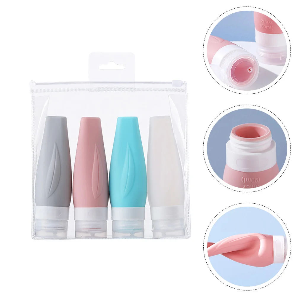 

4Pcs Silicone Travel Bottles Leak Proof Refillable Squeeze Containers for Shampoo Lotion Sunscreen Travel Toiletries