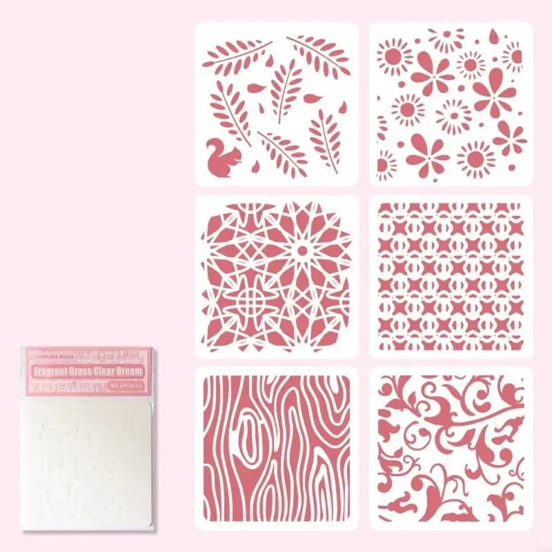 6 шт. трафареты с цветами для живописи, трафареты для журналов, декоративный шаблон с цветами