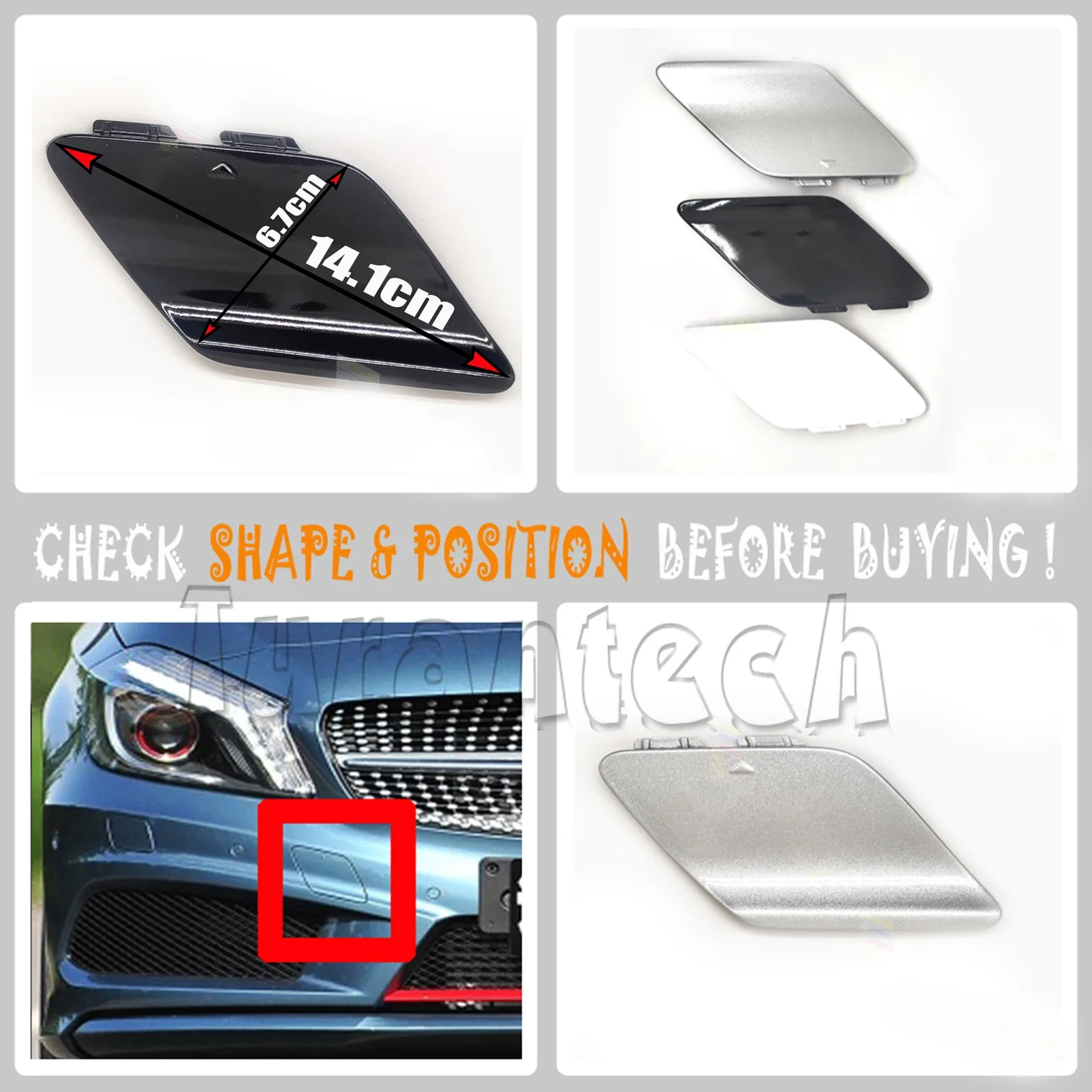 

1768851022 For 13-15 Mercedes A W176 with AMG Package edition Front TOW COVER A160 A180 A200 A220 A250 45AMG