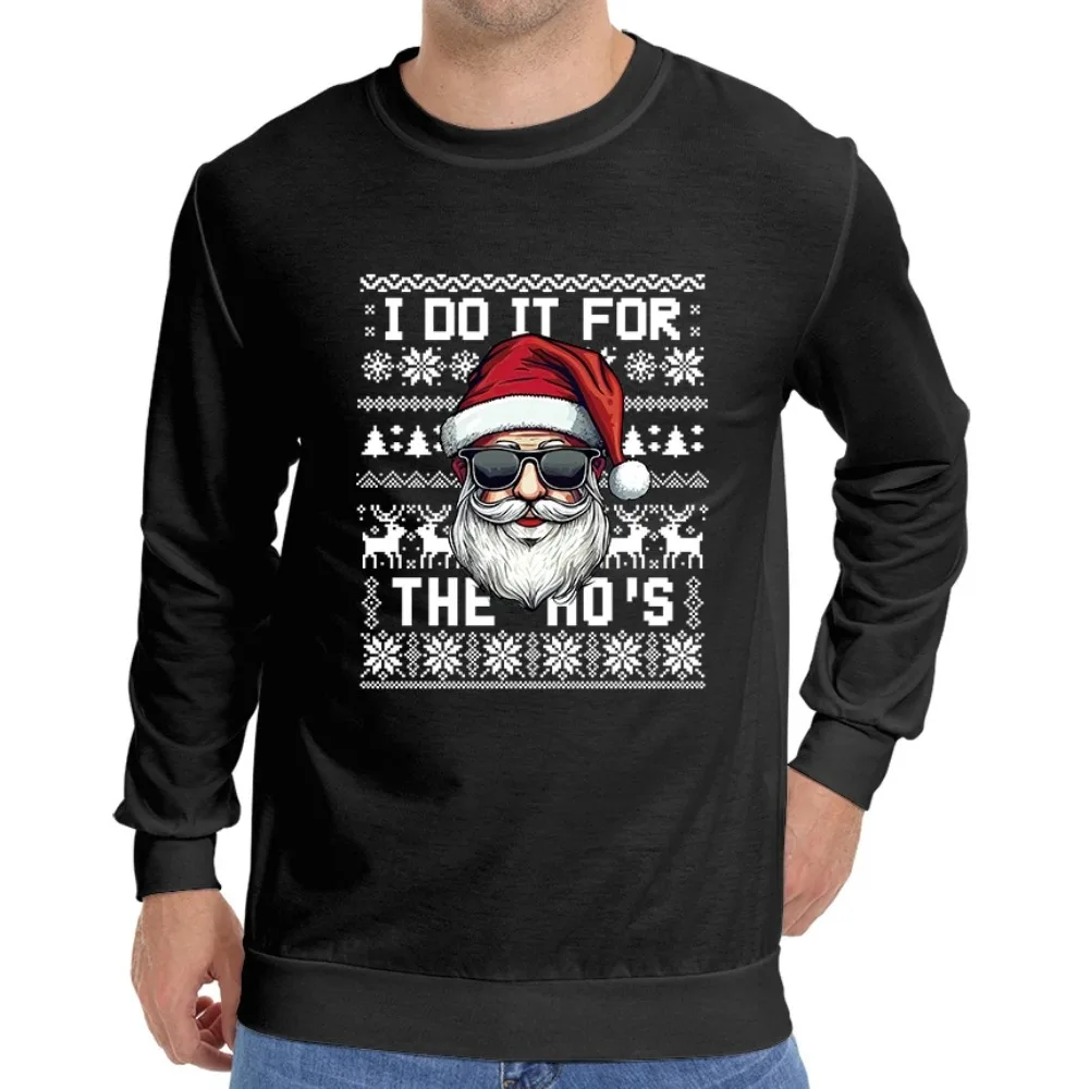 Santa Claus Men Christmas Graphic Sweatshirts Xmas Elk 3D Print Pullover Family Matching Sweatshirt Holiday Couple Clothing