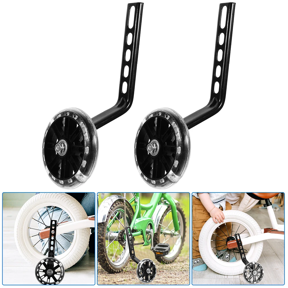 

2 Pairs Adjustable Kids Training Sturdy Safety Stabilizers Flashing Balance Wheels for Children's Bike