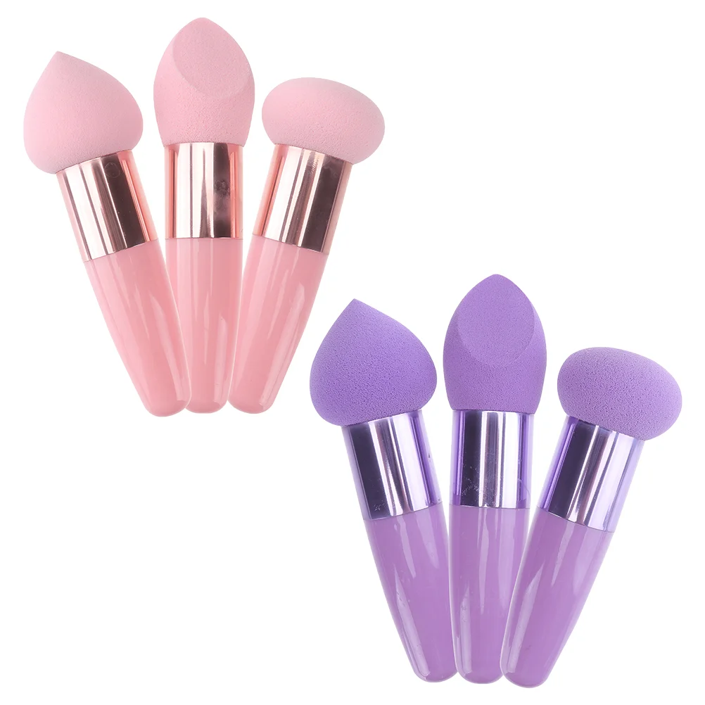 

2 Sets Beauty Pen Facial Sponges Portable Makeup Puff with Handle Brush Emulsion Travel Tool