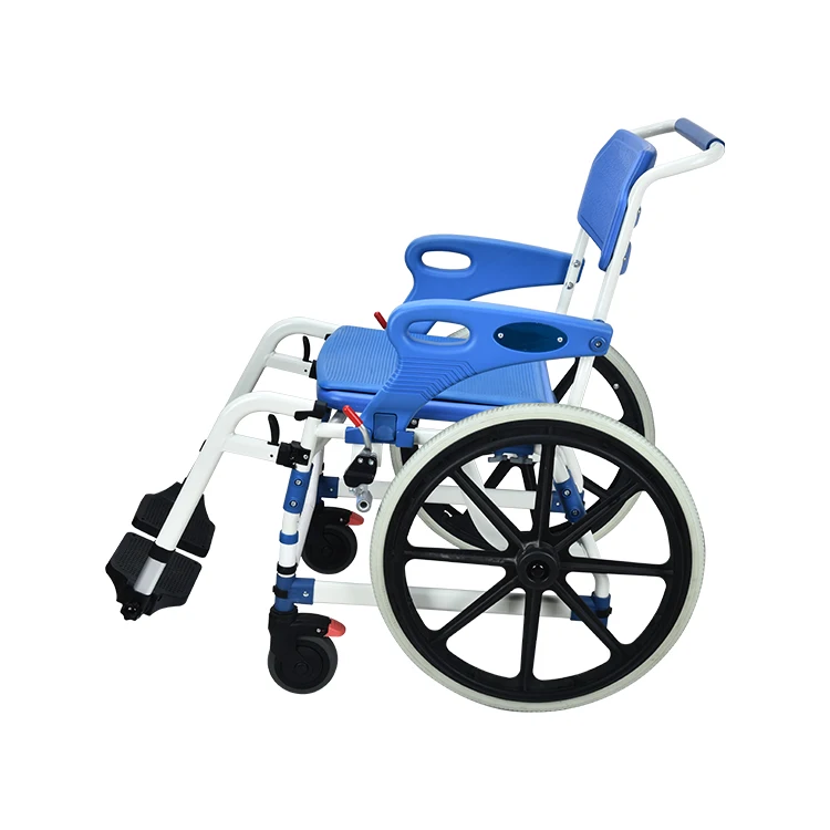 كرسي مرحاض من سبائك الألومنيوم مع عجلات، تصميم جديد لمستلزمات علاج إعادة التأهيل للمعاقين وكبار السن #3