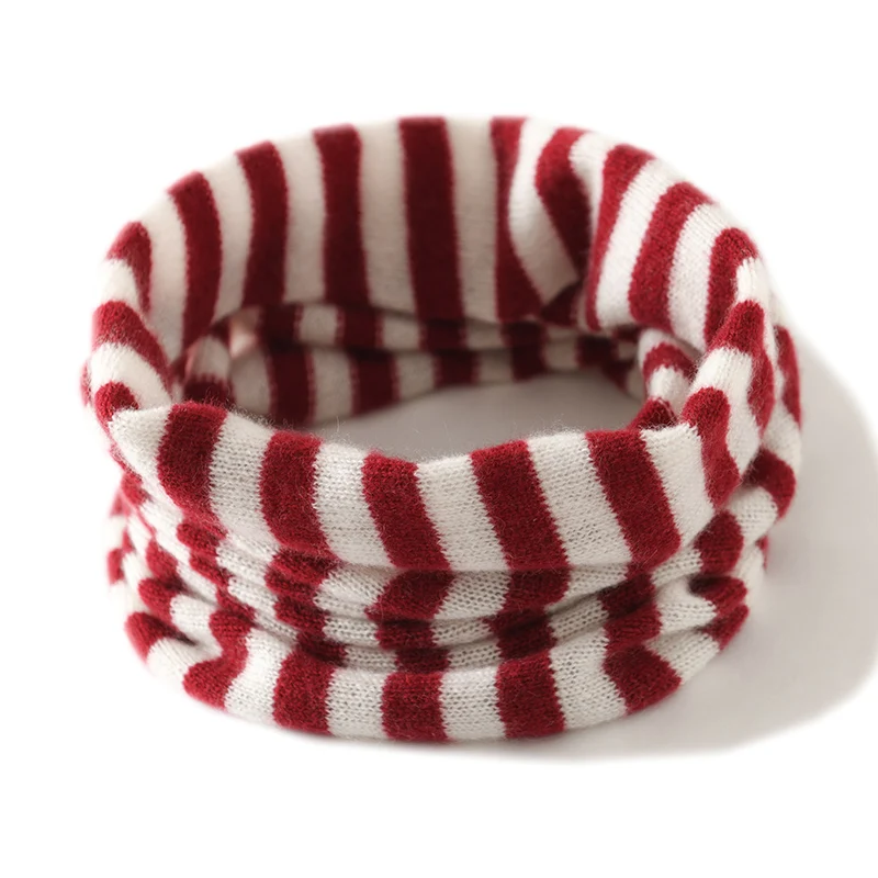 100% cashmere neck cover women's knitted striped warm scarf fashionable cold resistant neck cover head scarf versatile