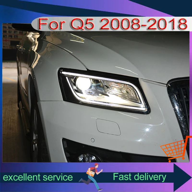 

Подходит для Audi 2008-2018 Q5, модификация в сборе фар, ксеноновая передняя фара, Новая деталь для дневного света, детали для установки линз