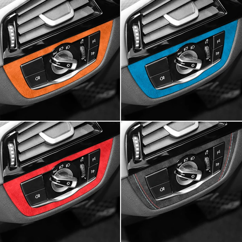 

Made of Alcantara For BMW 5 Series G30 G38 6GT Car Headlight Switch Button Control Panel Trim Sticker Car Interior Accessories