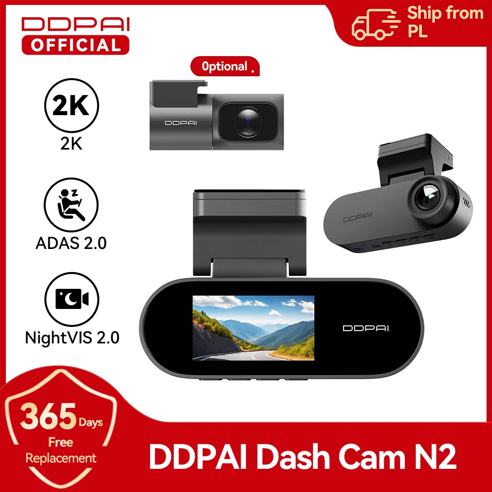 Nuovo DDPAI Dash Cam N2 2K 1440P WiFi Smart Voice Control Supporto 24 ore di parcheggio Guardia Visione notturna 125 ° DVR per auto FOV F2.0 DDPAI N2 2K