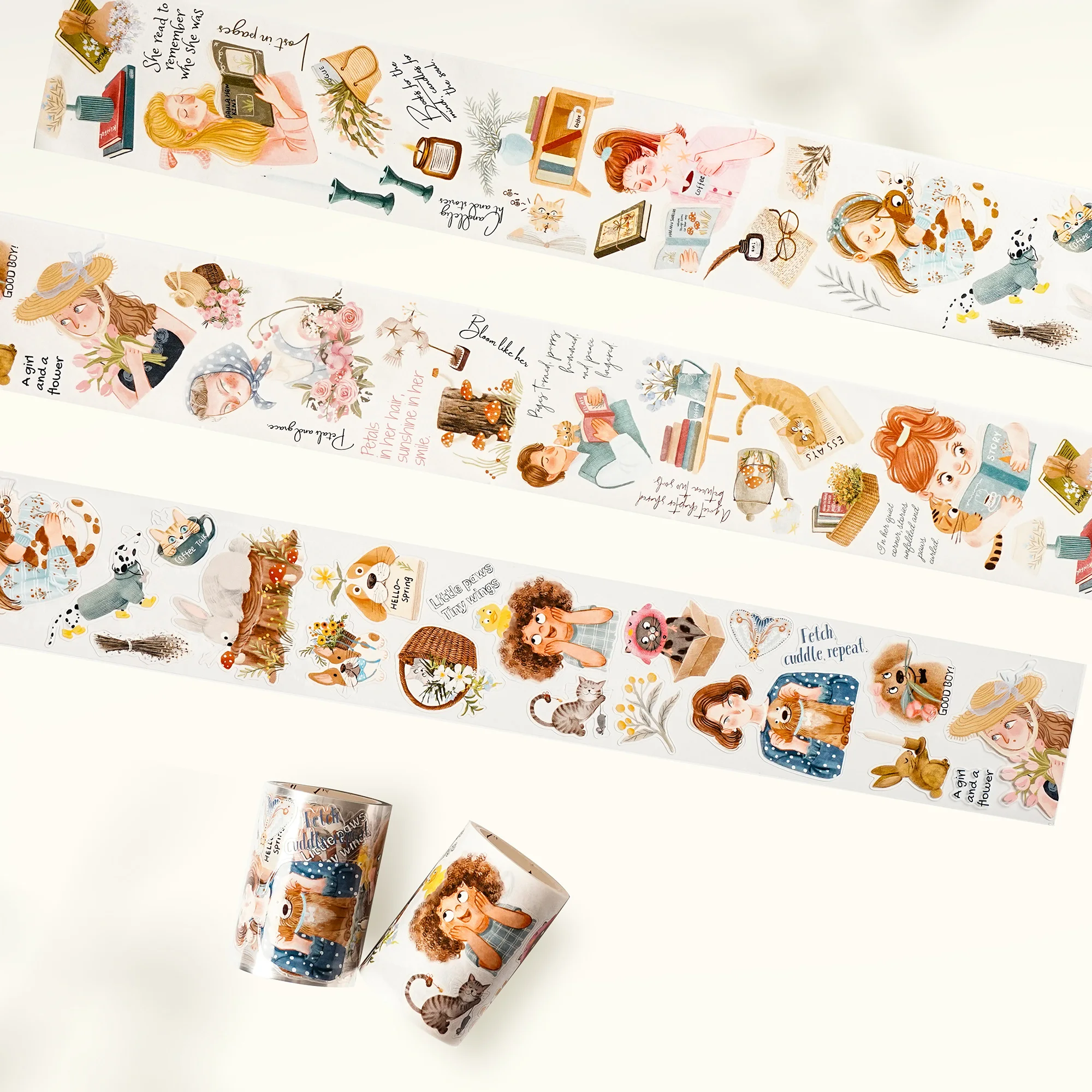 WT Cute Girls Die-cut Pet Washi Tape  Corner on Sunny Days, for Landscaping Figures INS