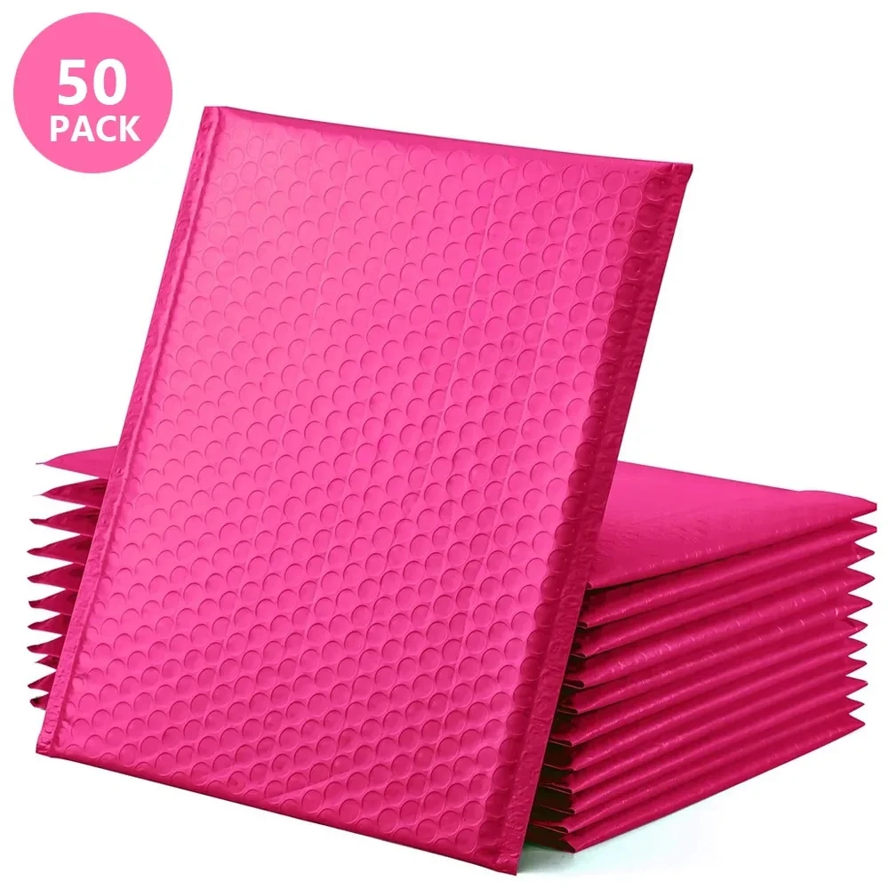 Bubble Padding Bag para Embalagem, Mailing Envelopes, Poly Mailer, auto selo, 50 pcs