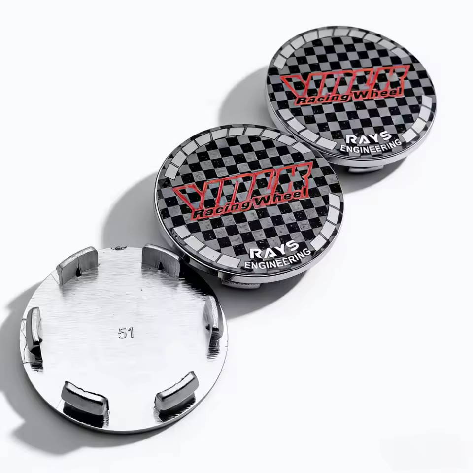 4x 51mm Rot Volk Rays Nabendeckel Radkappen Nabenkappen – Bild 3